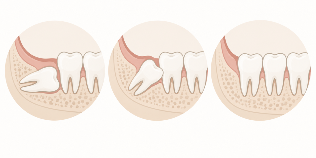 Schéma des positions des dents de sagesse.